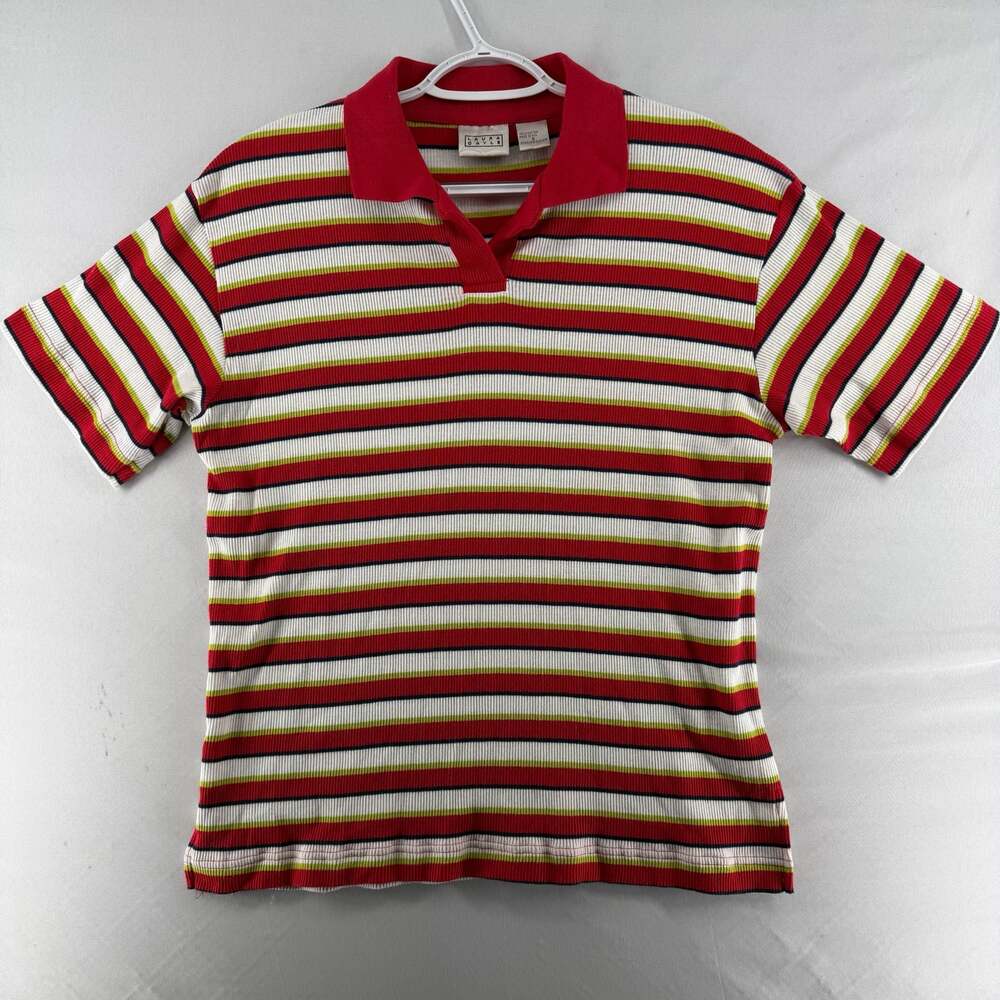 1355 Small Laura Gayle Vintage Striped Ribbed Polo Shirt